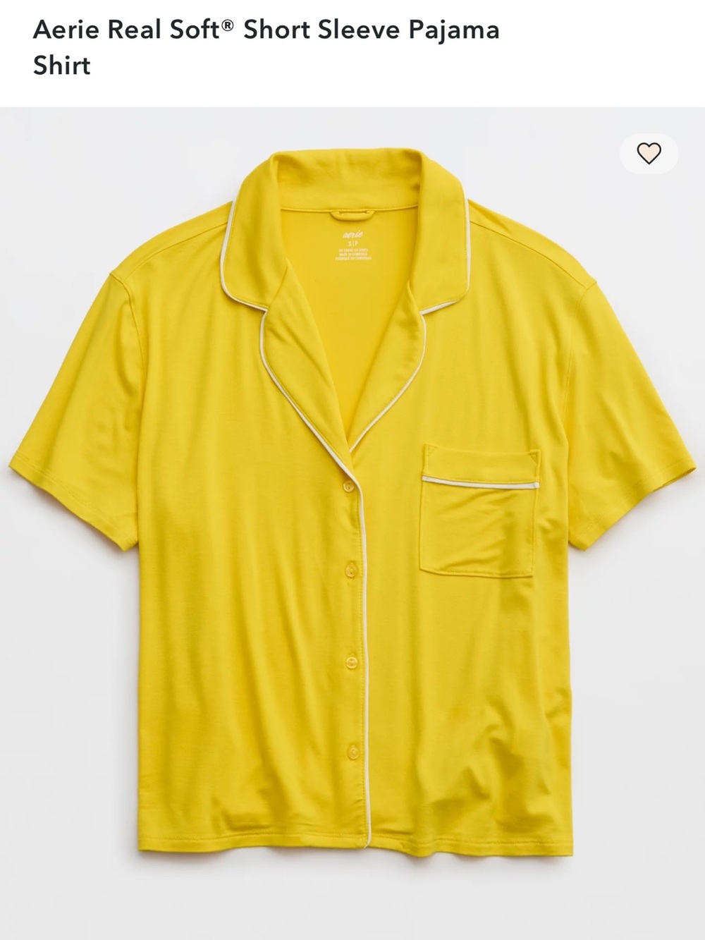 American Eagle Outfitters Yellow Short-Sleeve Piped Pajama pair top & shorts - Picture 2 of 12